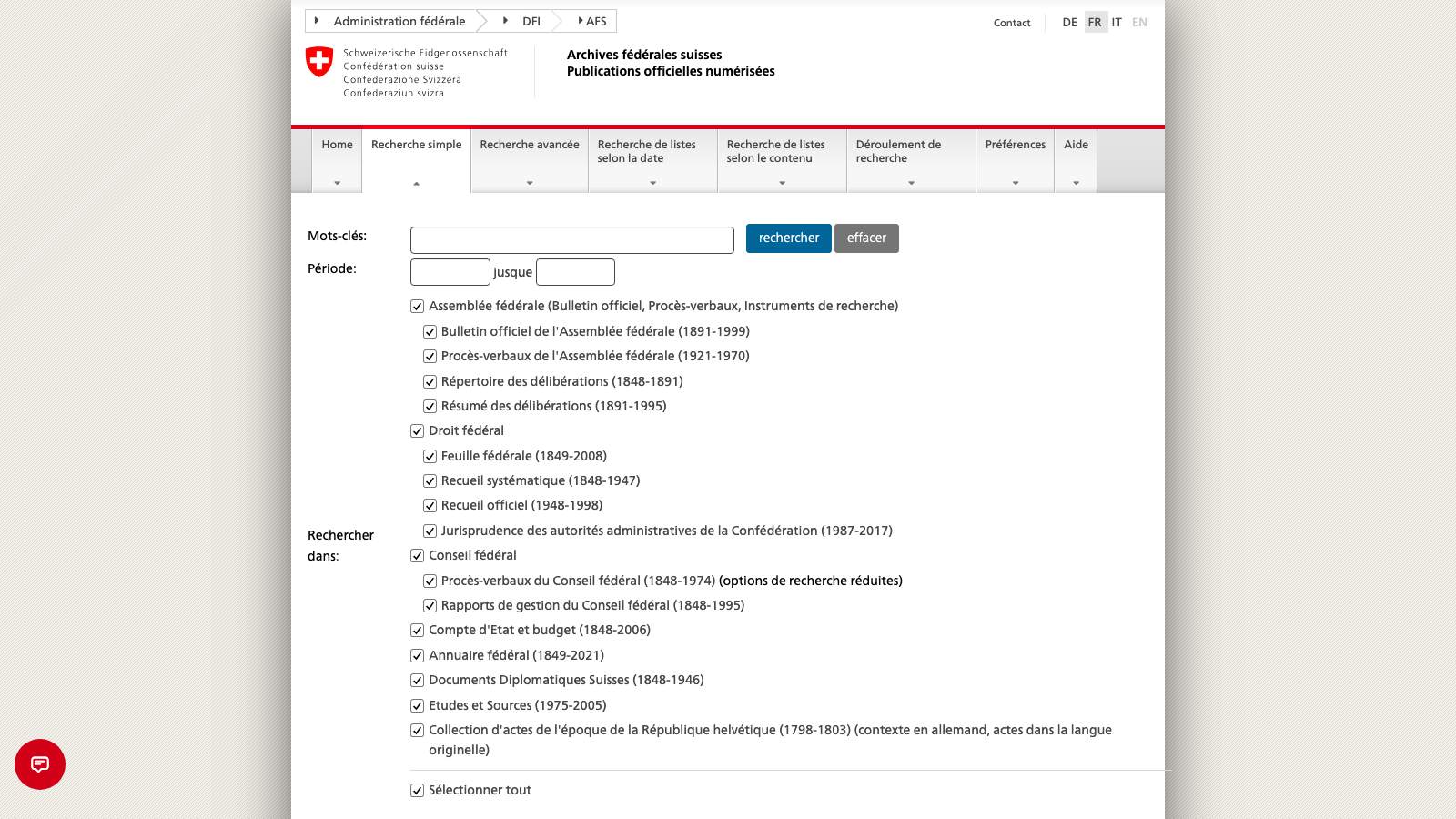 Screenshot of Amtsdruckschriften