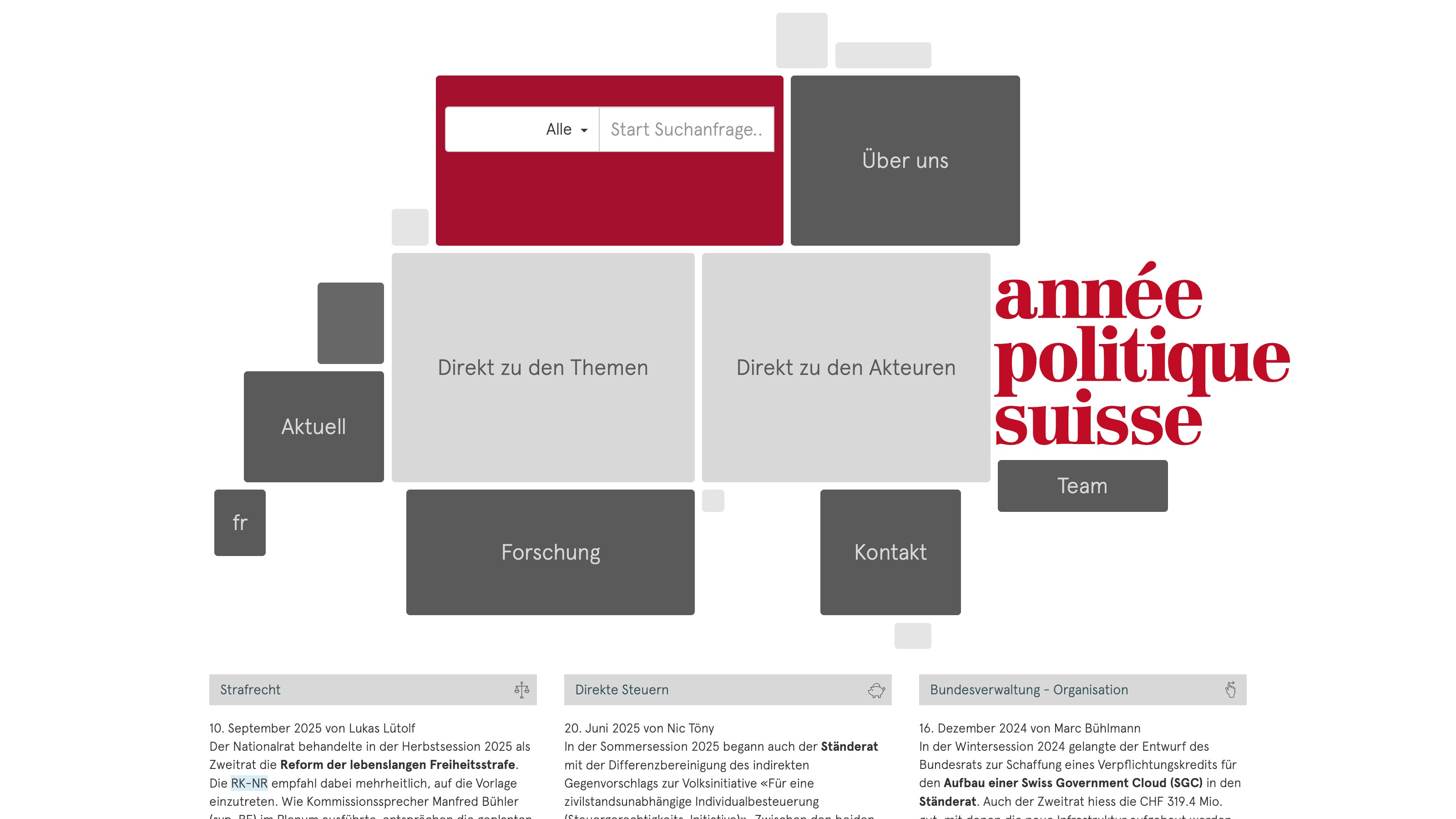 Screenshot of Année Politique Suisse