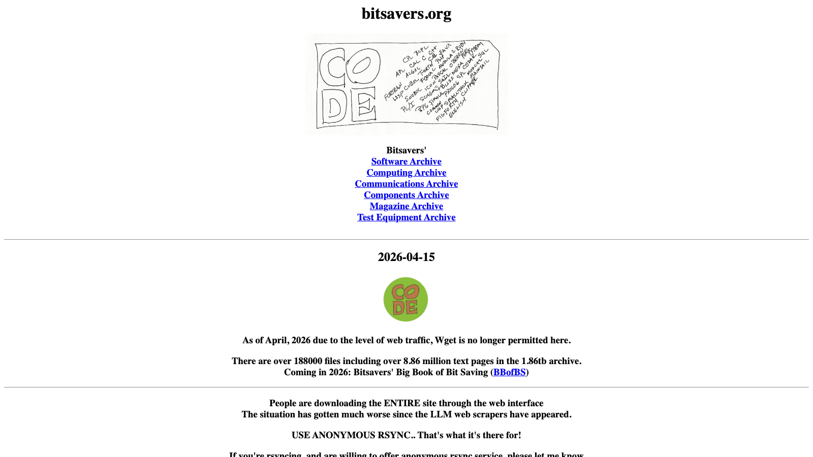 Screenshot of Bitsavers.org