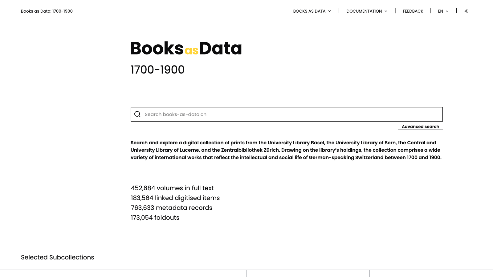 Screenshot of Books as Data