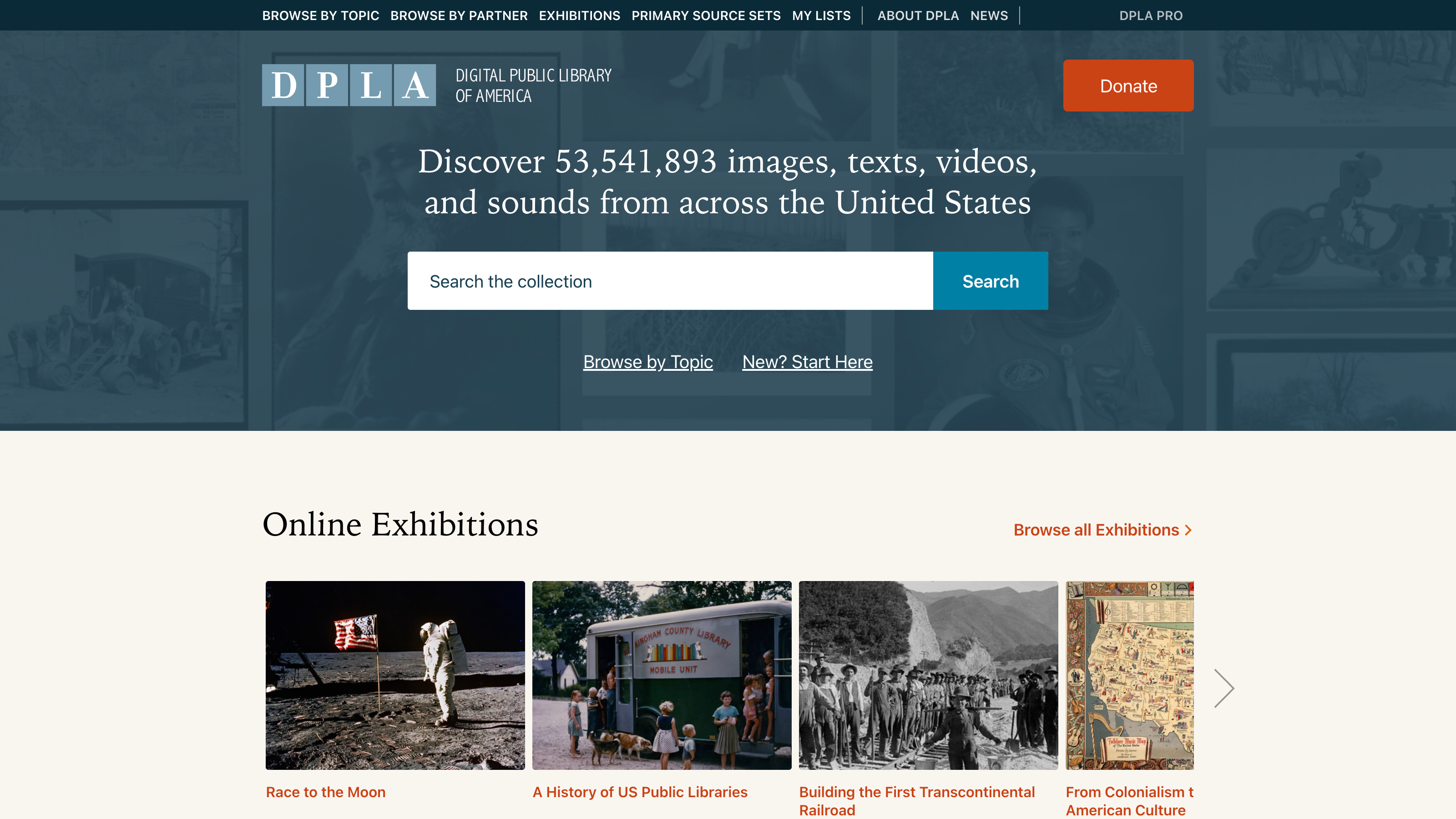 Screenshot of Digital Public Library of America