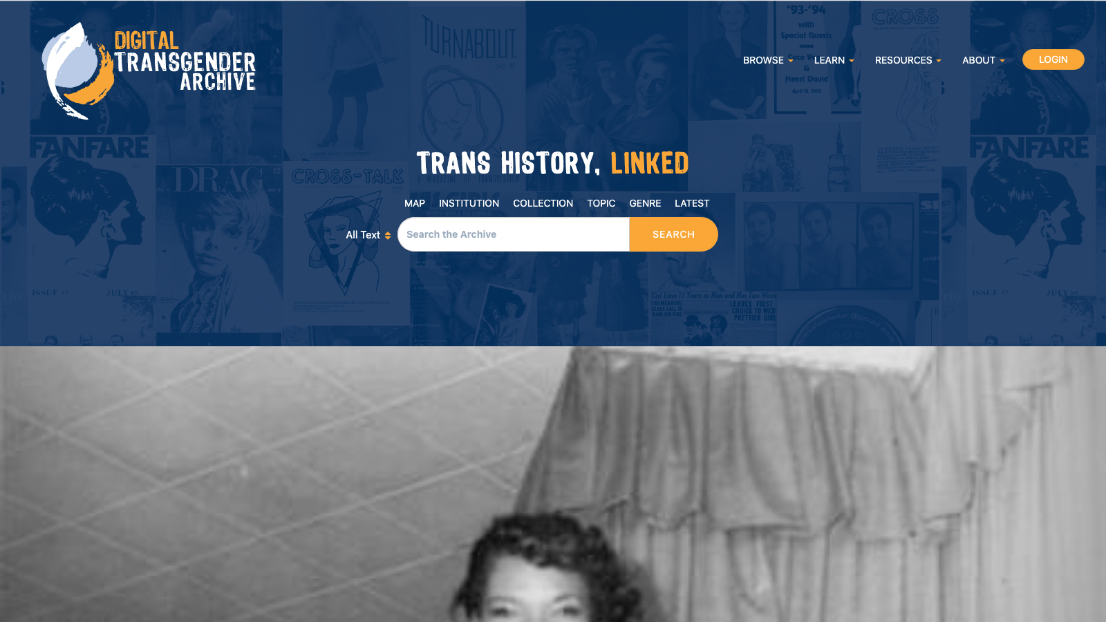 Screenshot of Digital Transgender Archive