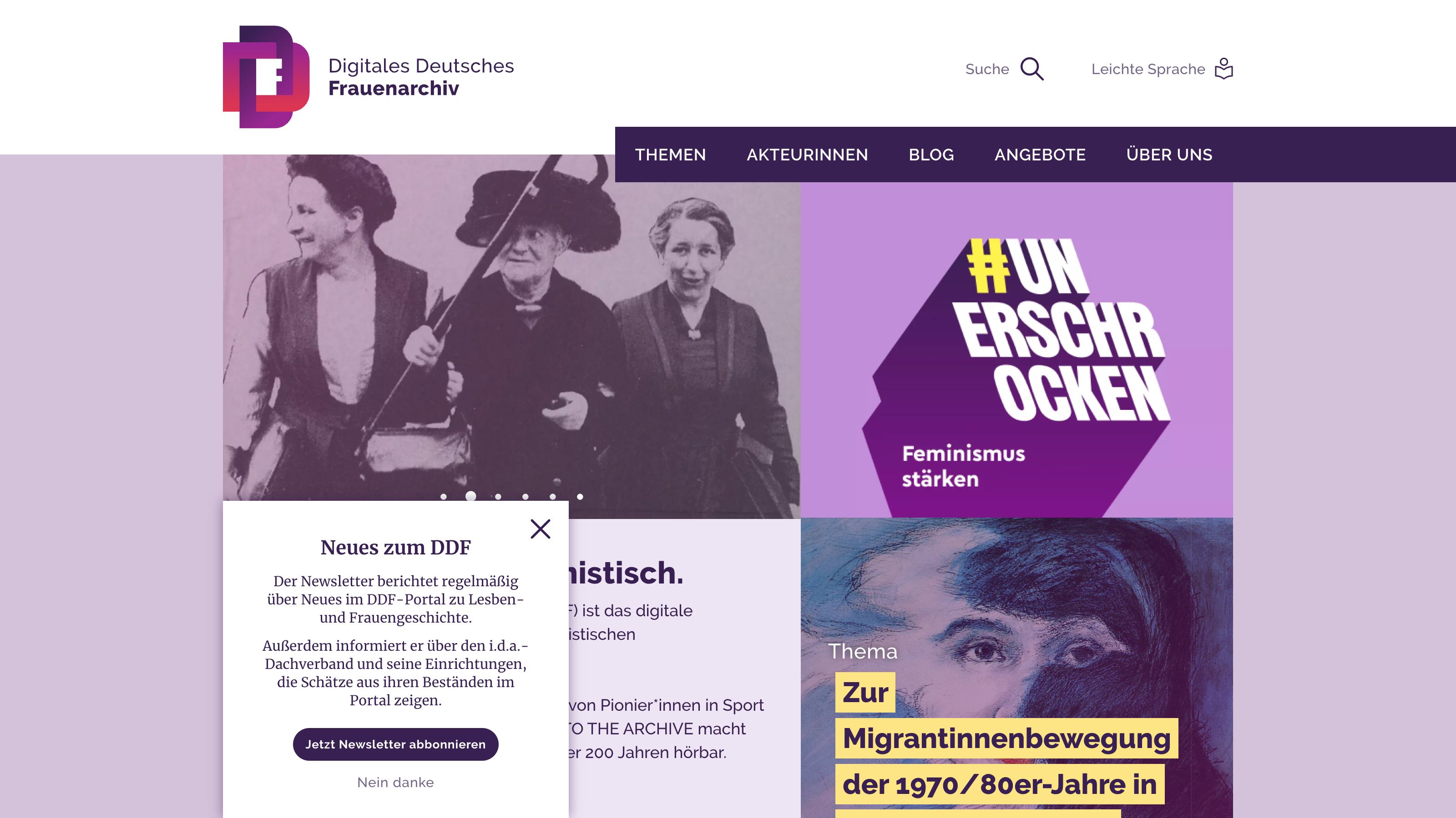 Screenshot of Digitales Deutsches Frauenarchiv