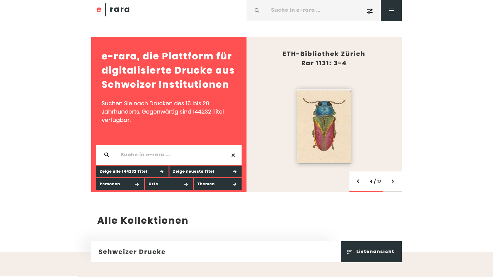 Screenshot of e-rara