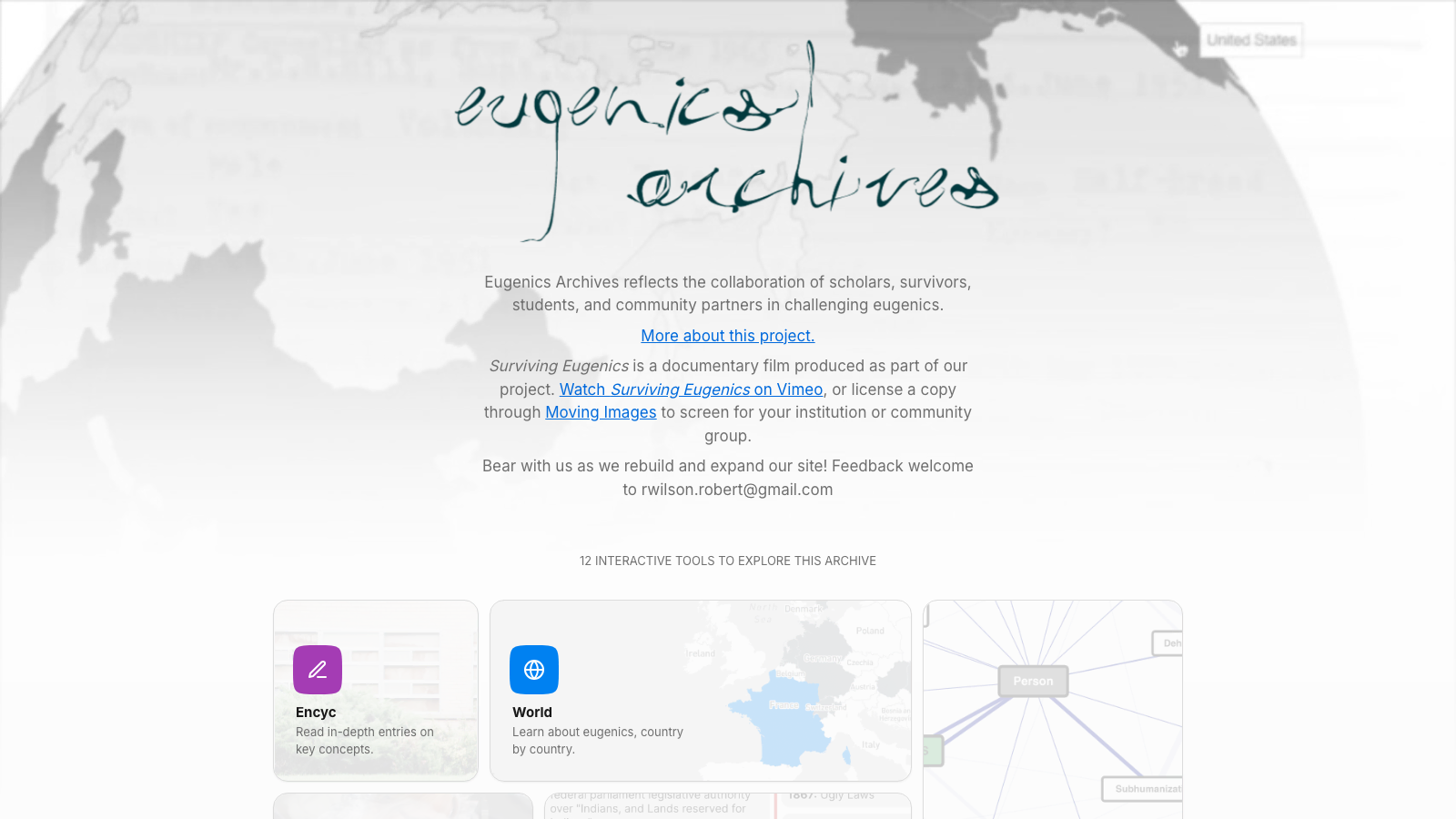 Screenshot of Eugenics Archive