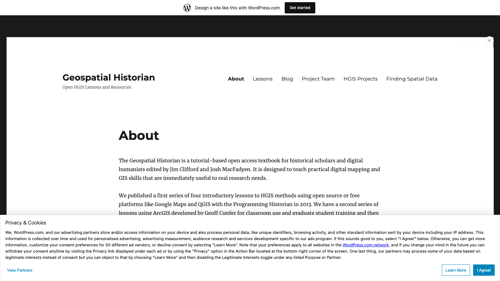 Screenshot of Geospatial Historian