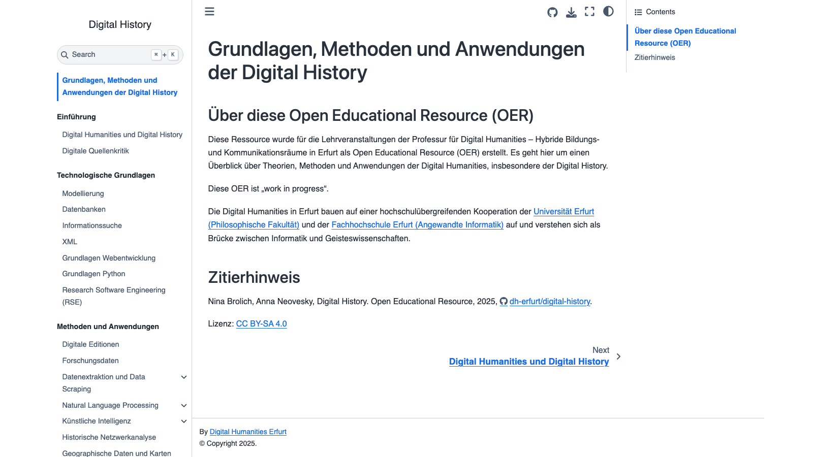 Screenshot of Grundlagen, Methoden und Anwendungen der Digital History