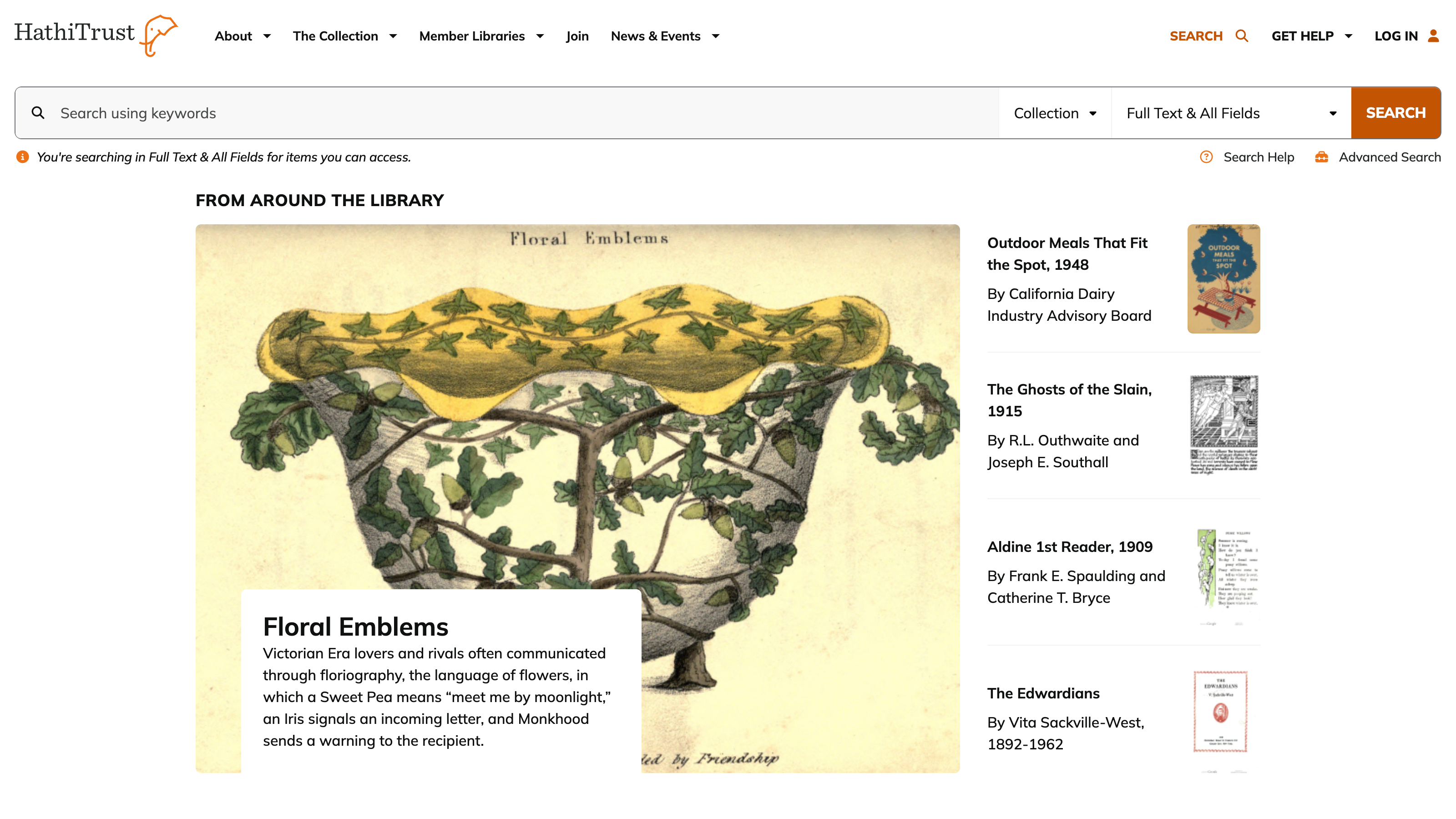 Screenshot of HathiTrust