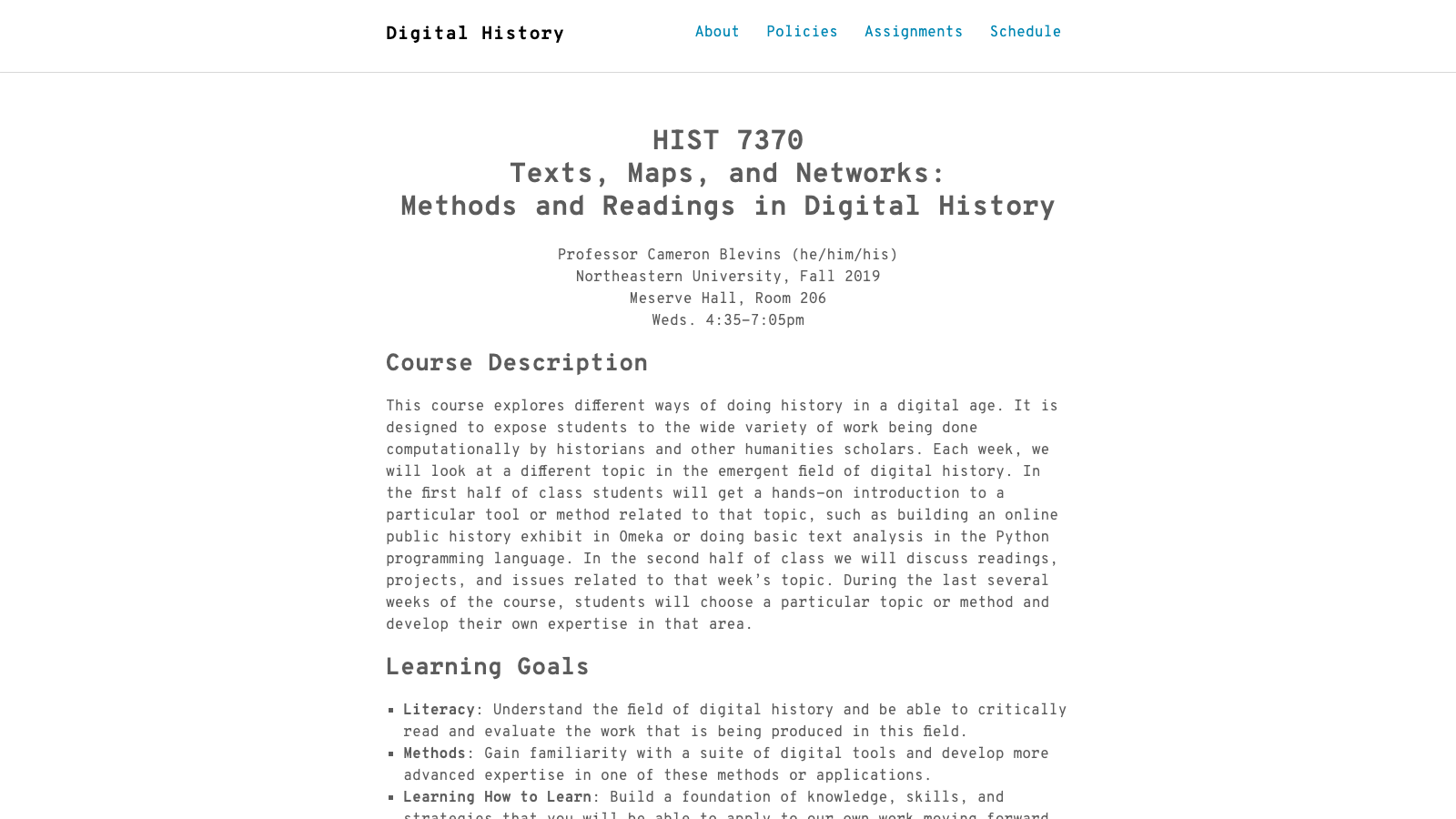 Screenshot of HIST 7370