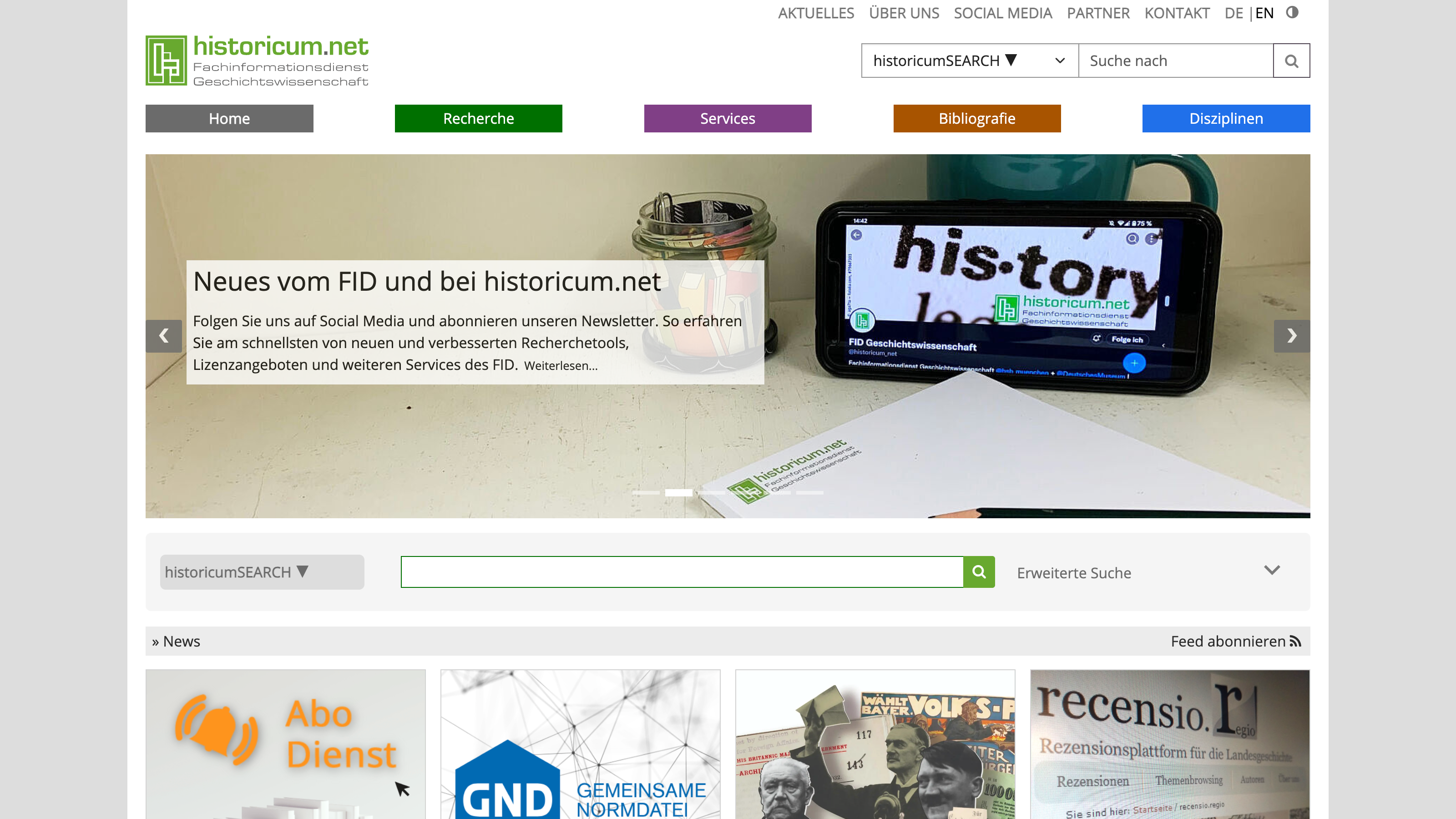 Screenshot of historicum.net