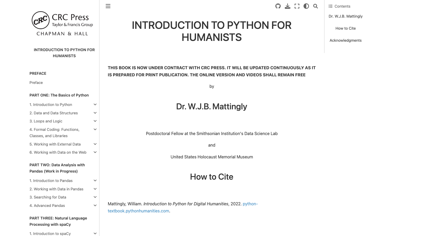 Introduction to Python for Humanists – Awesome Digital History
