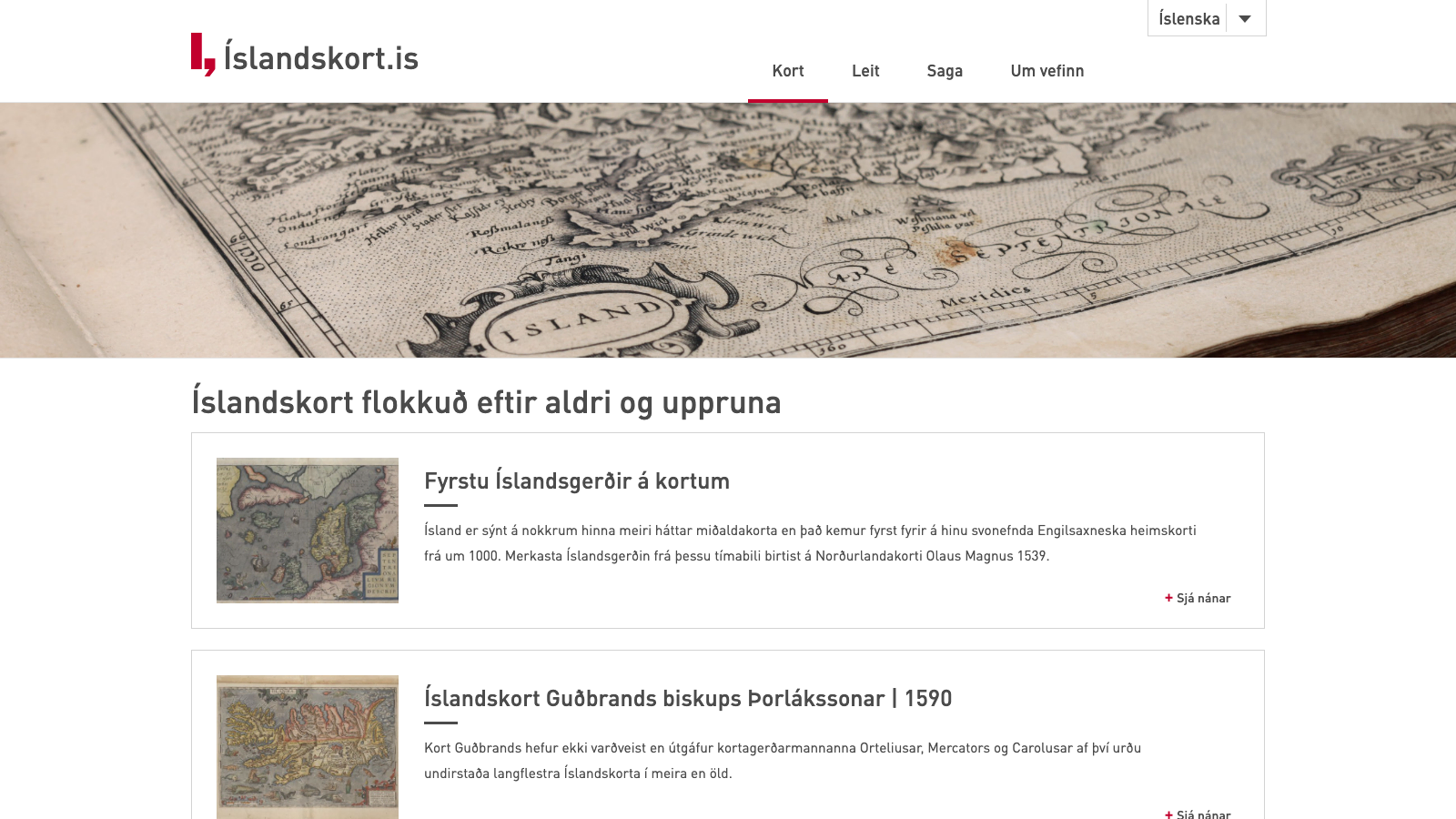 Screenshot of islandskort.is
