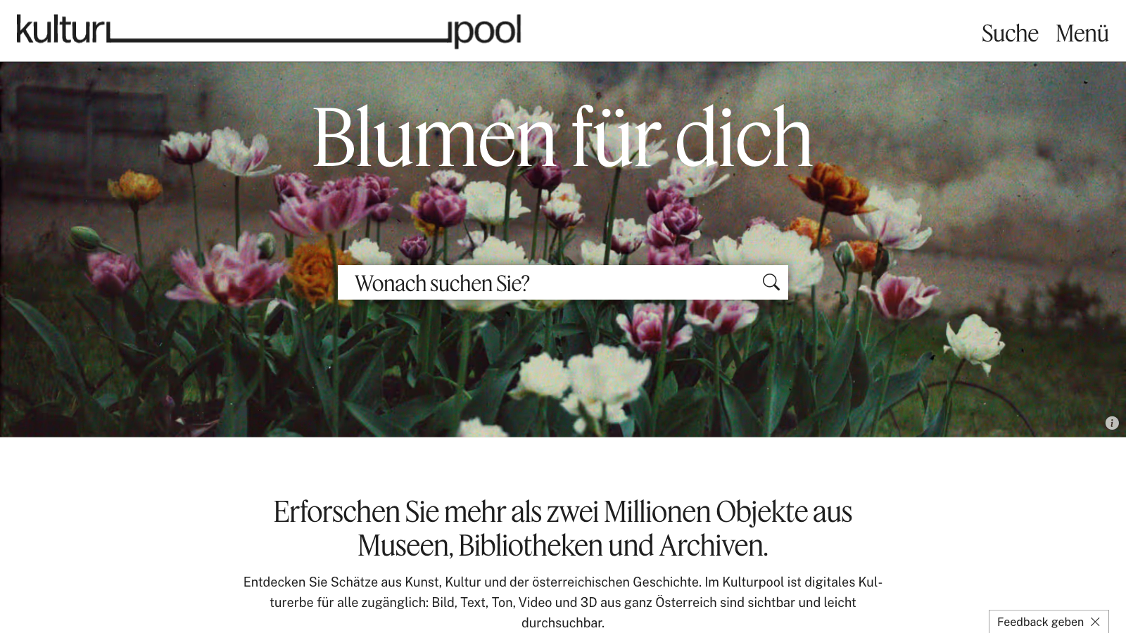 Screenshot of Kulturpool portal