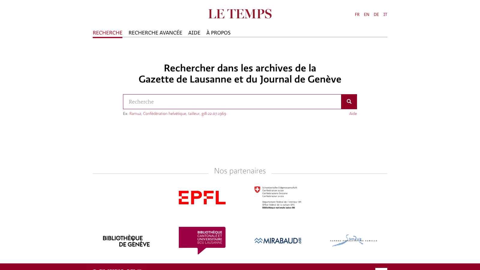 Screenshot of Le Temps