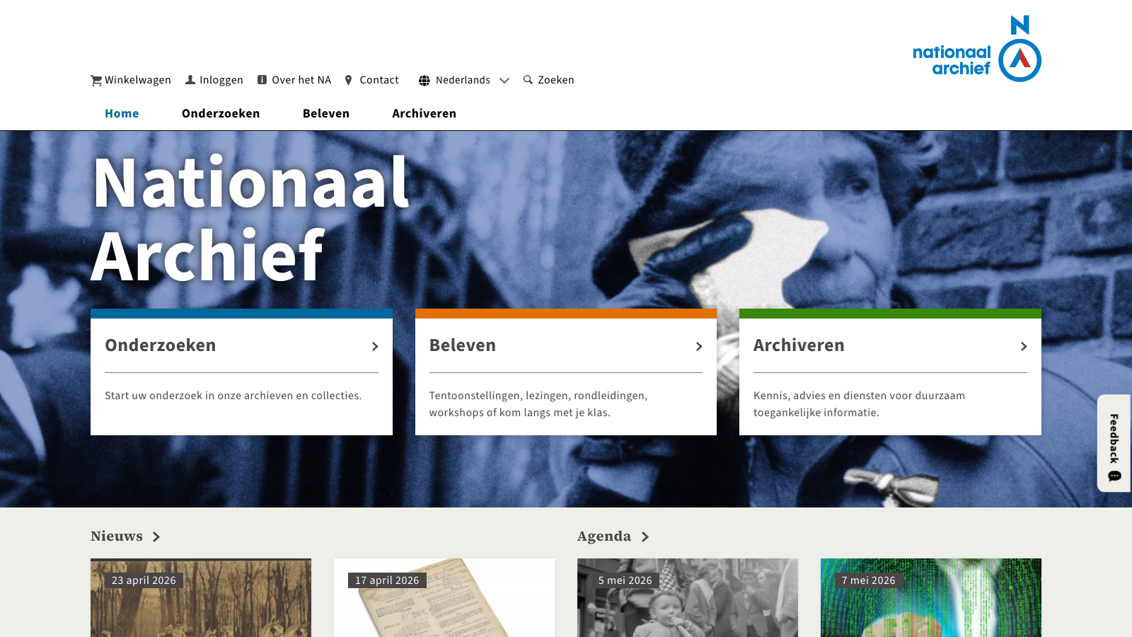 Screenshot of Nationaal Archief