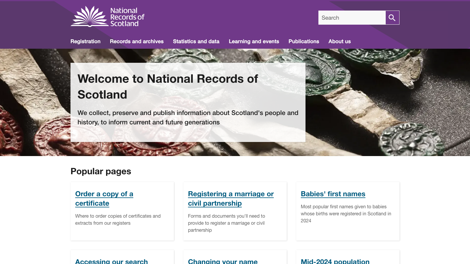 Screenshot of National Records of Scotland