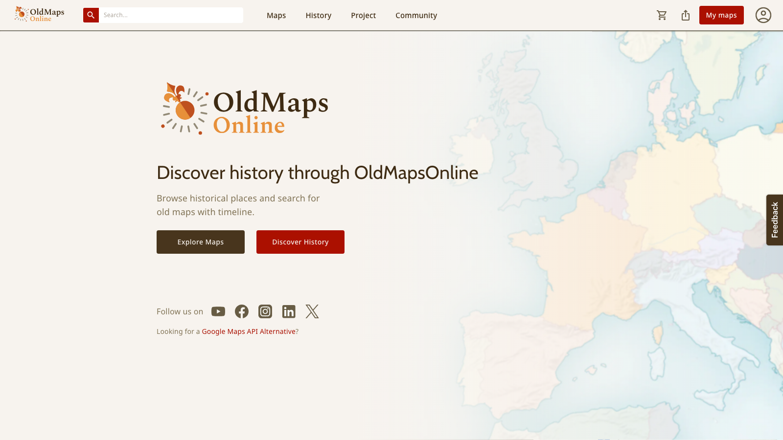 Screenshot of OldMapsOnline