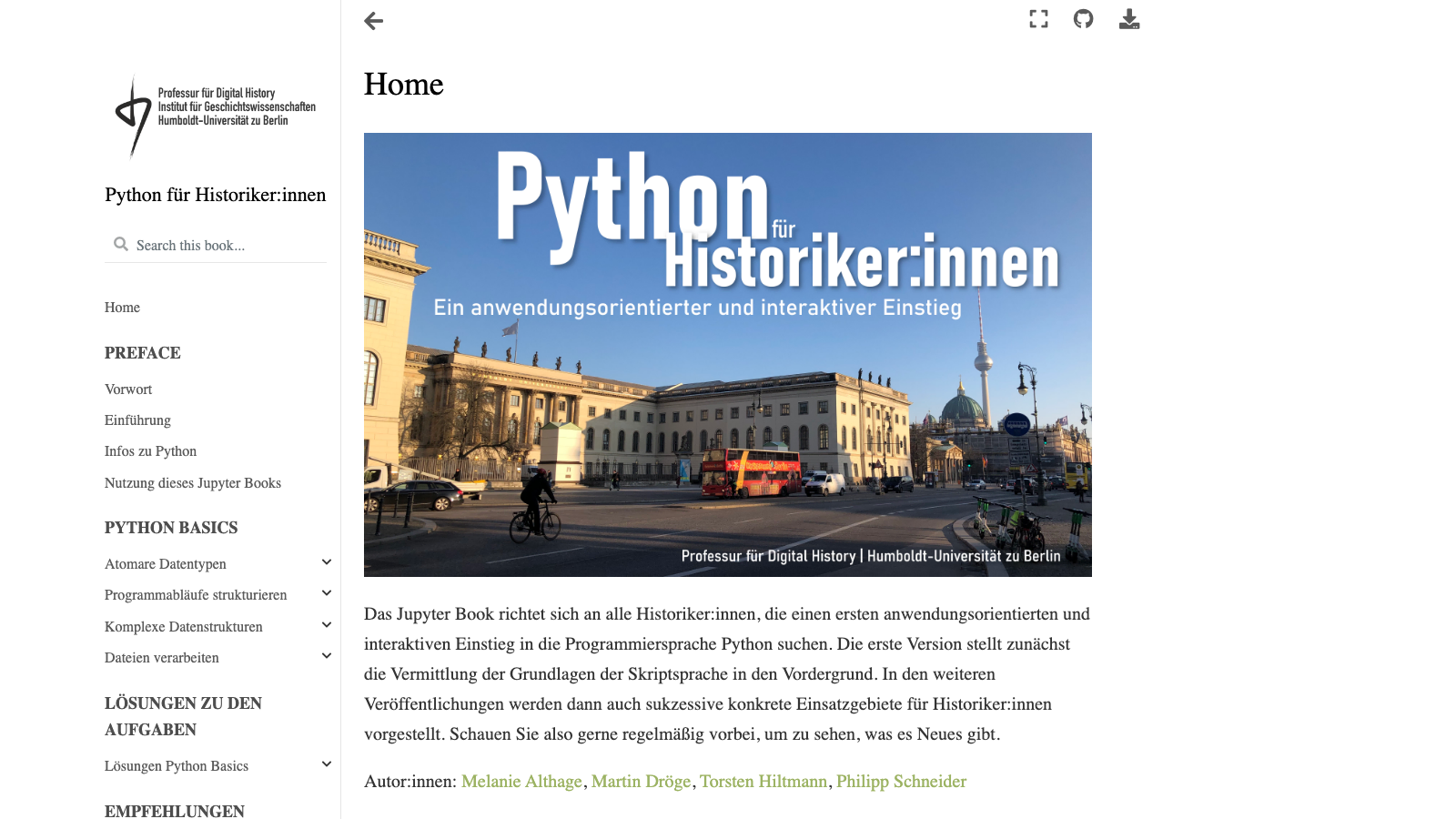 Screenshot of Python für Historiker:innen