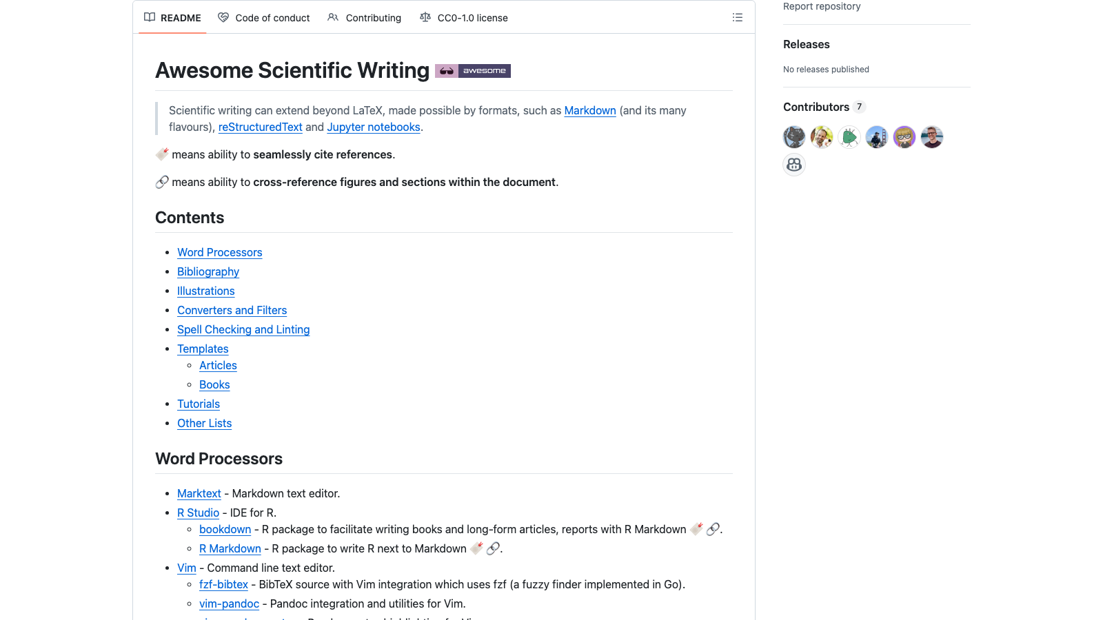 Screenshot of Scientific Writing