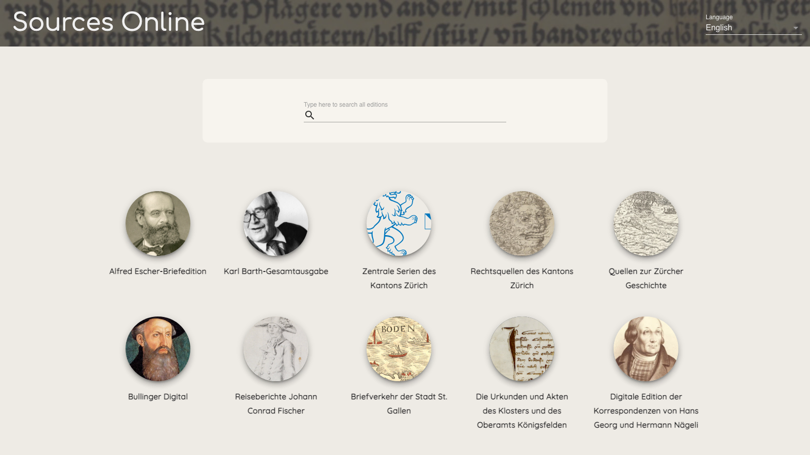 Screenshot of Sources Online