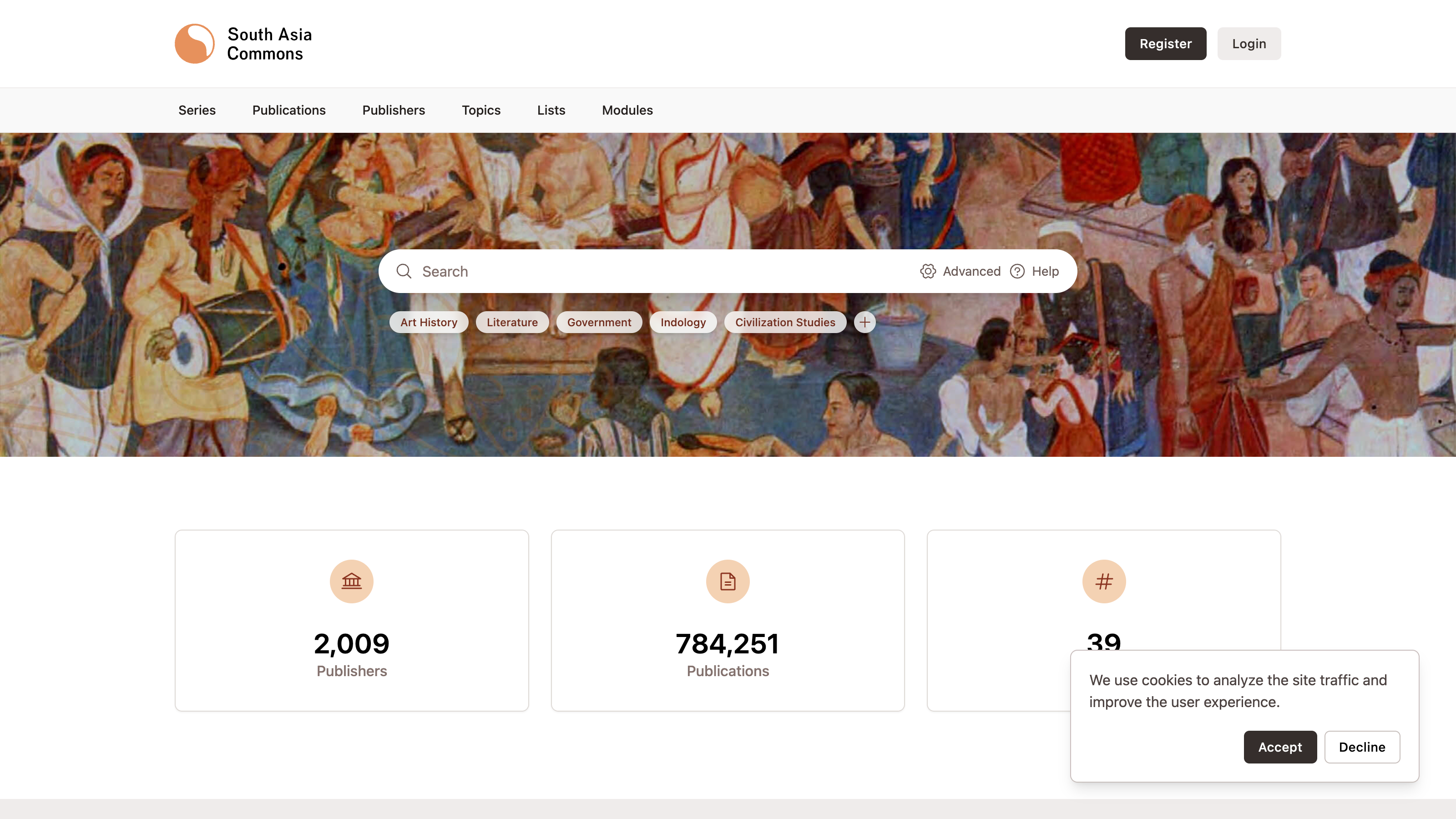 Screenshot of South Asia Commons