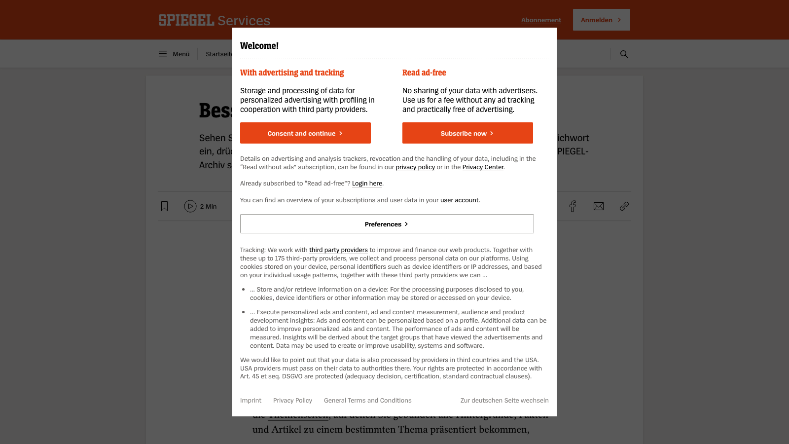 Screenshot of Spiegel Online