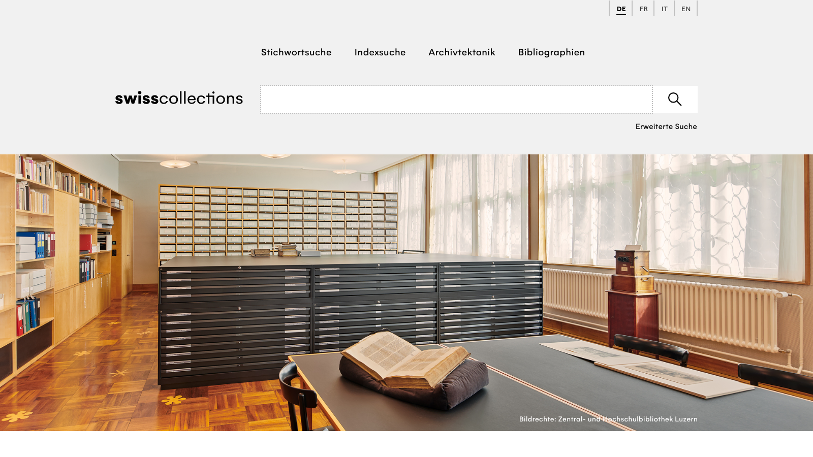 Screenshot of swisscollections