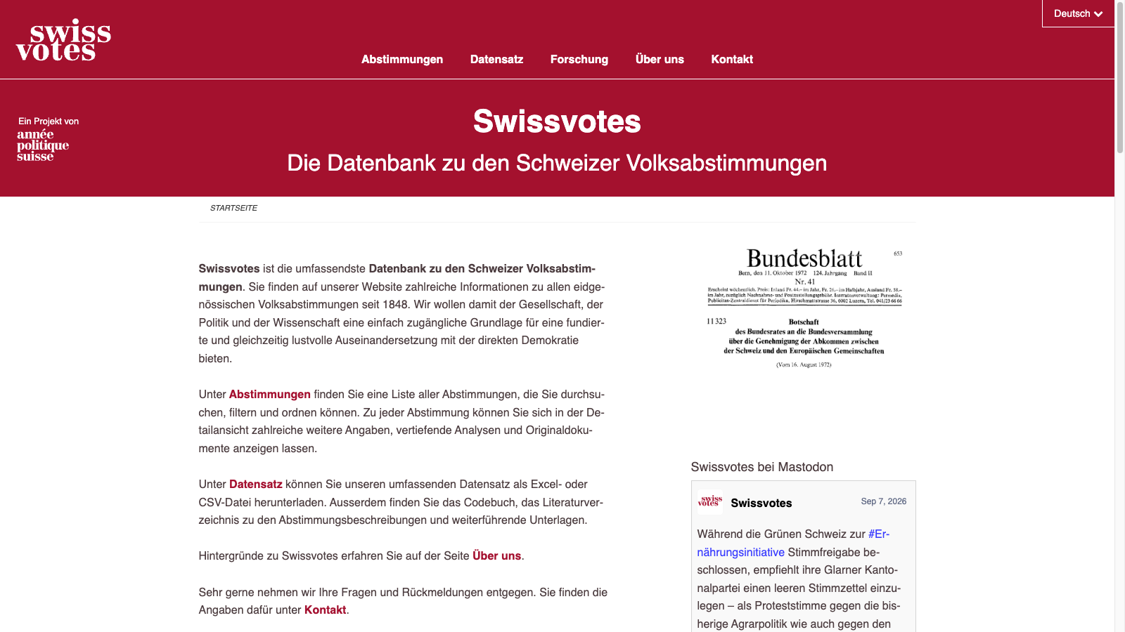 Screenshot of Swissvotes