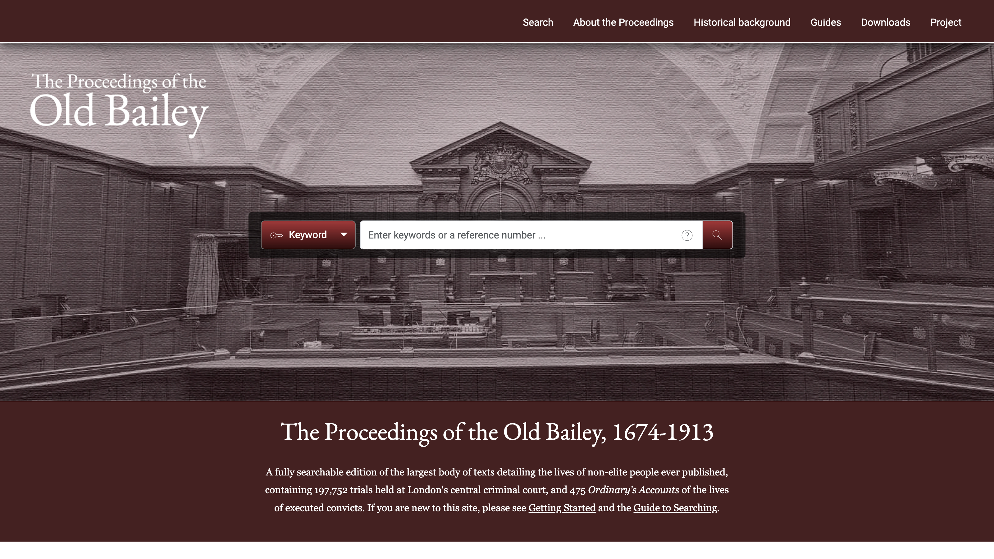 Screenshot of The Proceedings of the Old Bailey