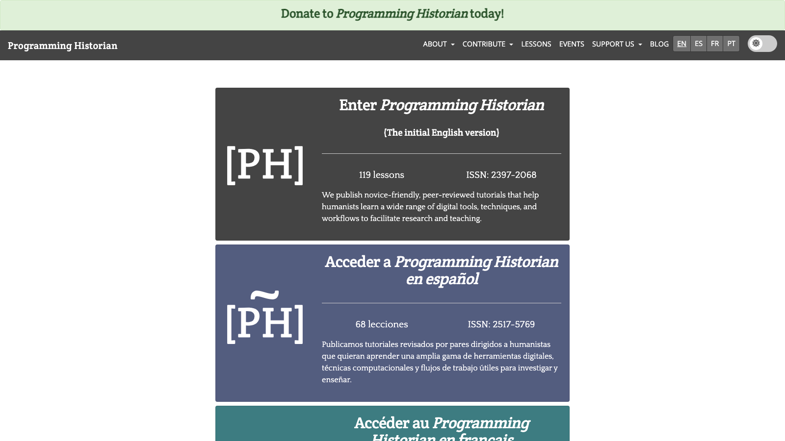 Screenshot of The Programming Historian