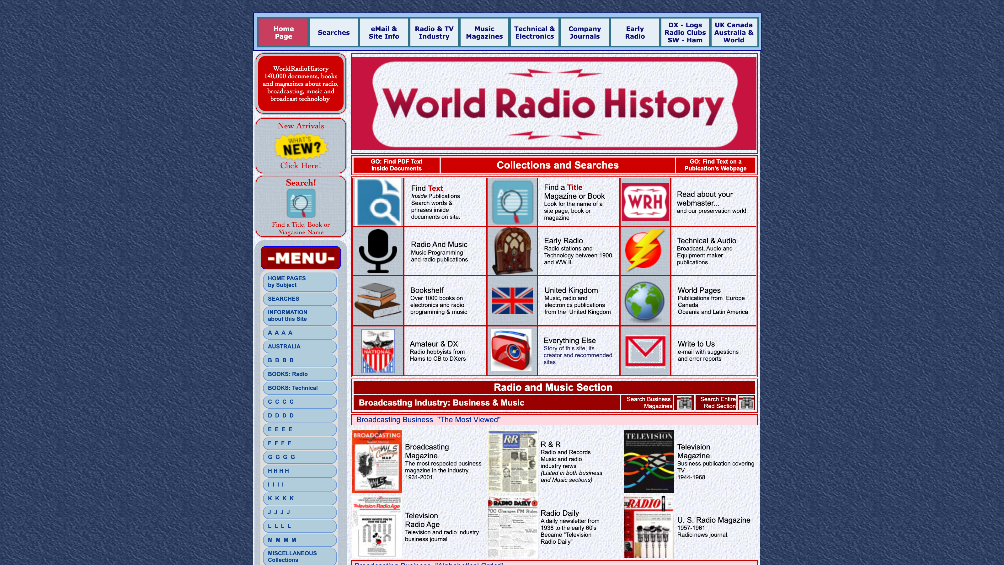 Screenshot of World Radio History