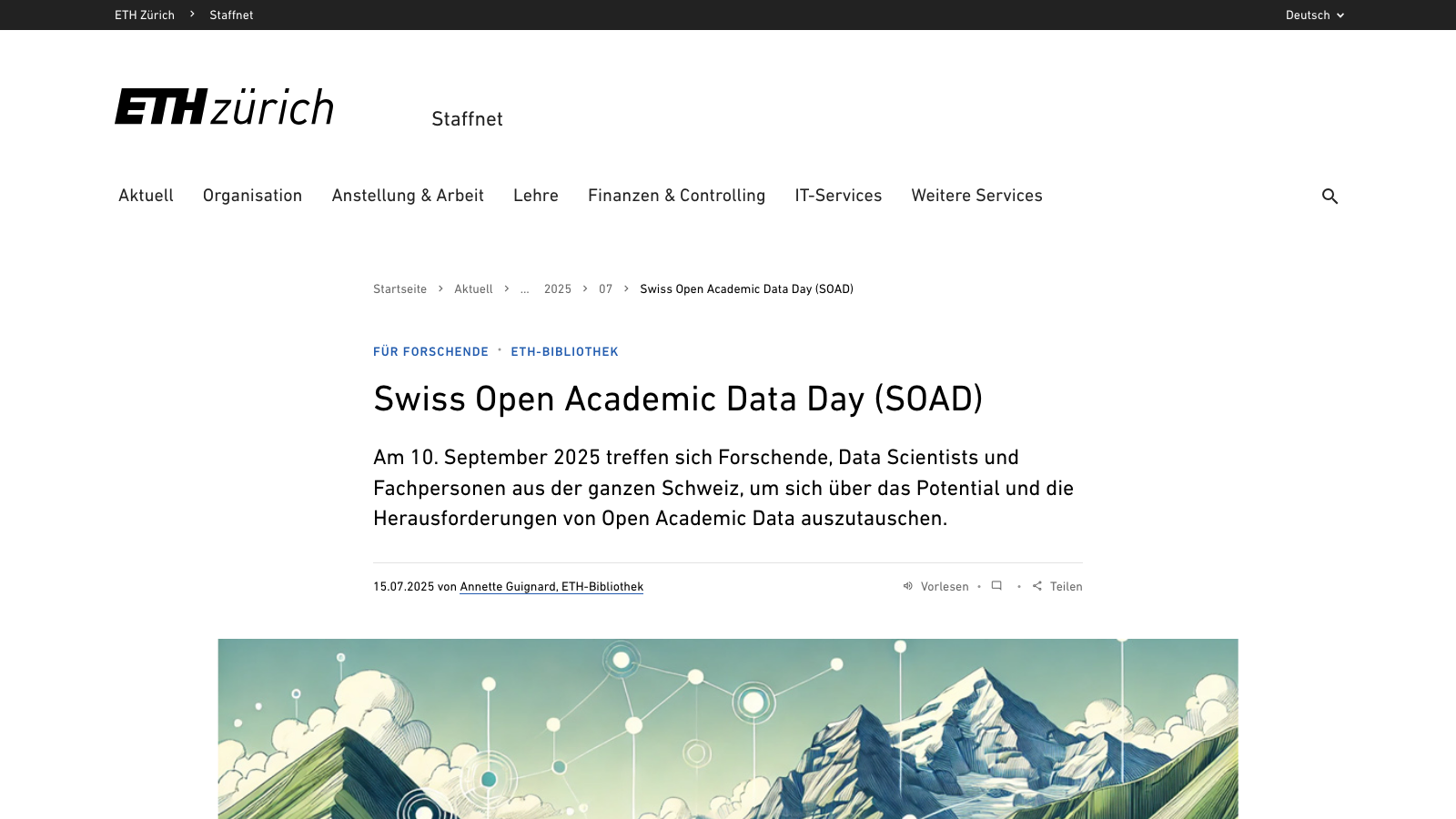 ETH Zurich Staffnet article about Swiss Open Academic Data Day (SOAD)